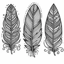 Coloriage Plume trio aux motifs élaborés