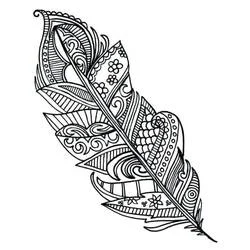 Coloriage Plume aux motifs zentangle