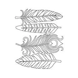 Coloriage Plume au motif varié en quatuor