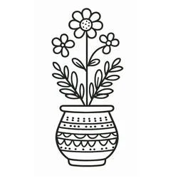 Coloriage Pot de fleurs avec fleurs en bloom