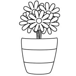 Coloriage Pot de fleurs avec marguerites épanouies