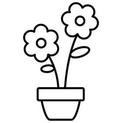 Coloriage Pot de Fleurs avec deux fleurs simples
