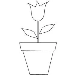 Coloriage Pot de Fleurs avec tulipe
