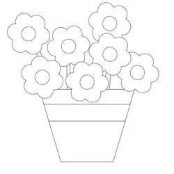 Coloriage Pot de fleurs avec sept fleurs