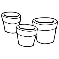 Coloriage Trois pots de fleurs de tailles différentes