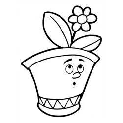 Coloriage Pot de Fleurs mignon avec visage souriant
