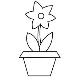 Coloriage Pot de Fleurs avec fleur simple