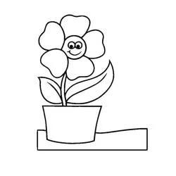 Coloriage Pot de fleurs joyeux