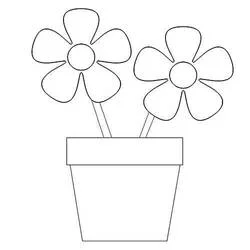 Coloriage Pot de Fleurs avec deux fleurs épanouies