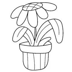 Coloriage Pot de fleurs avec marguerites en fleur