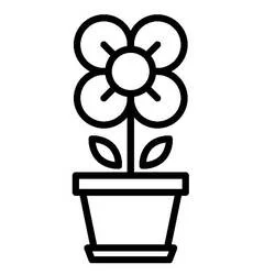 Coloriage Pot de Fleurs avec fleur simple