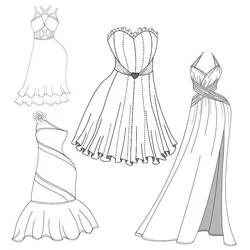 Coloriage Robes de bal élégantes