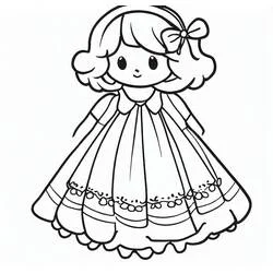 Coloriage Petite fille en robe avec un noeud