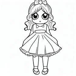 Coloriage Petite fille en robe avec un nœud