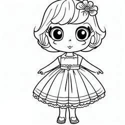 Coloriage Robe portée par une petite fille avec une fleur dans les cheveux