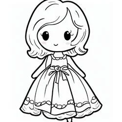 Coloriage Petite fille en robe à nœud