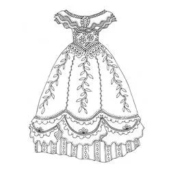 Coloriage Robe princesse à dentelles et motifs fleuris