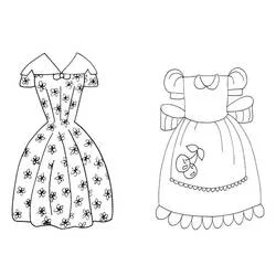 Coloriage Robe fleurie et robe à cerises