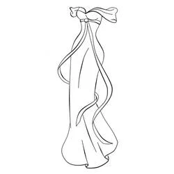 Coloriage Robe longue aux rubans flottants