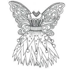 Coloriage Robe de fée aux ailes de papillon