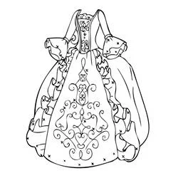 Coloriage Robe de princesse aux volants ornés
