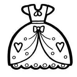 Coloriage Robe de princesse avec noeud et coeurs