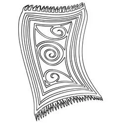 Coloriage Tapis avec motif en spirale et franges