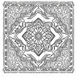 Coloriage Tapis orné d'une mandala florale centrale