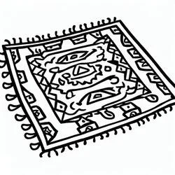 Coloriage Tapis orné de motifs tribaux et de franges