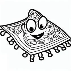 Coloriage Tapis drôle avec un visage souriant