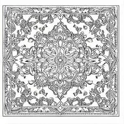 Coloriage Tapis à médaillon floral symétrique