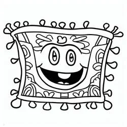 Coloriage Tapis avec un visage souriant de dessin animé