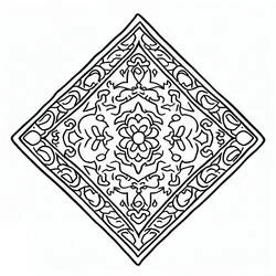 Coloriage Tapis à motif floral en losange