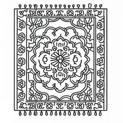Coloriage Tapis carré avec mandala floral
