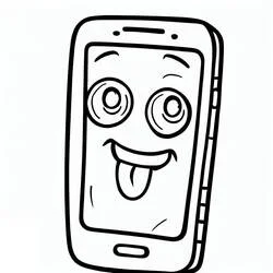 Coloriage Téléphone avec un visage rieur amusant