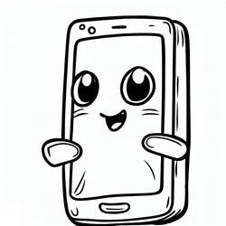 Coloriage Téléphone avec un visage souriant