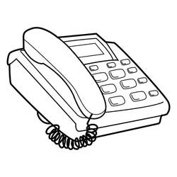 Coloriage Téléphone de bureau avec fil torsadé
