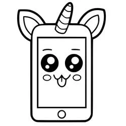 Coloriage Téléphone mignon avec corne et oreilles de licorne
