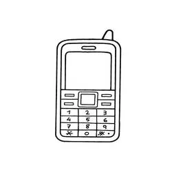 Coloriage Téléphone portable avec antenne et clavier numérique