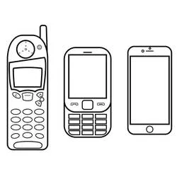 Coloriage Trois téléphones d'hier à aujourd'hui