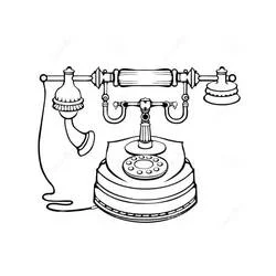 Coloriage Vieux téléphone à cadran avec sonneries décoratives