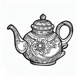 Coloriage Théière décorée d'un grand motif floral