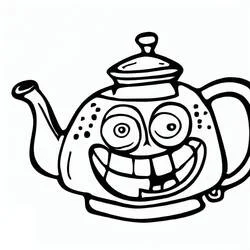 Coloriage Théière folle au grand sourire