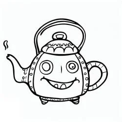 Coloriage Théière rigolote avec un grand sourire