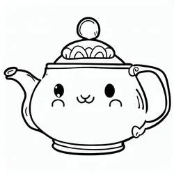 Coloriage Théière au visage souriant