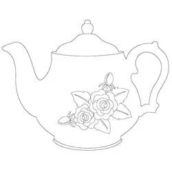 Coloriage Théière décorée de roses