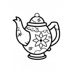 Coloriage Théière décorée d'un motif floral