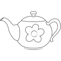 Coloriage Théière décorée d'une fleur
