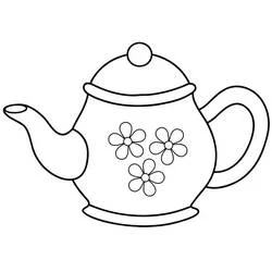 Coloriage Théière décorée de fleurs