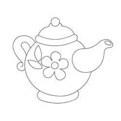 Coloriage Théière décorée d'une fleur